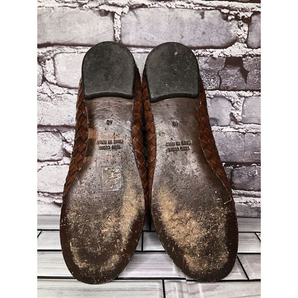 Calzoleria Toscana Woven Brown Leather Round Toe Ballet Flats Women’s 40EU/9M US - Picture 10 of 16